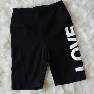 Spiritual Gangster Black and White Bike Shorts Love Print Size Xsmall